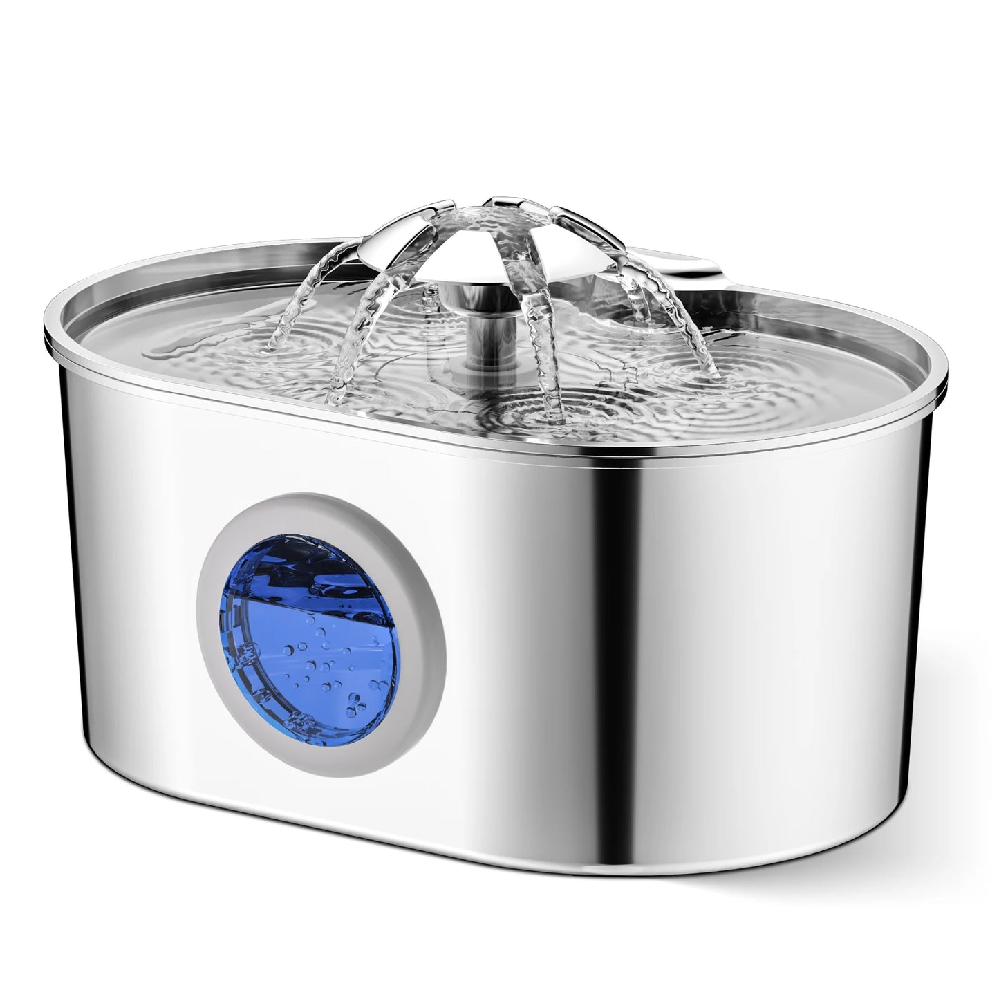 2.2L Dog Fountain Stainless Steel Automatic Pet Drinker with Filter Quiet Indoor Animal Watering Fountain