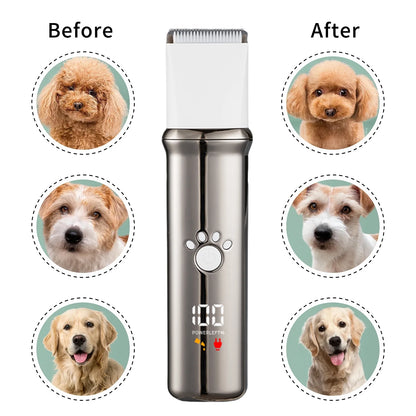 4 in 1 Dog Grooming Clippers Kit with LED Display,Waterproof Dog Clippers Cordless for Thick Hair,Low Noise Dog Hair Trimmer for Dogs Cats Animals