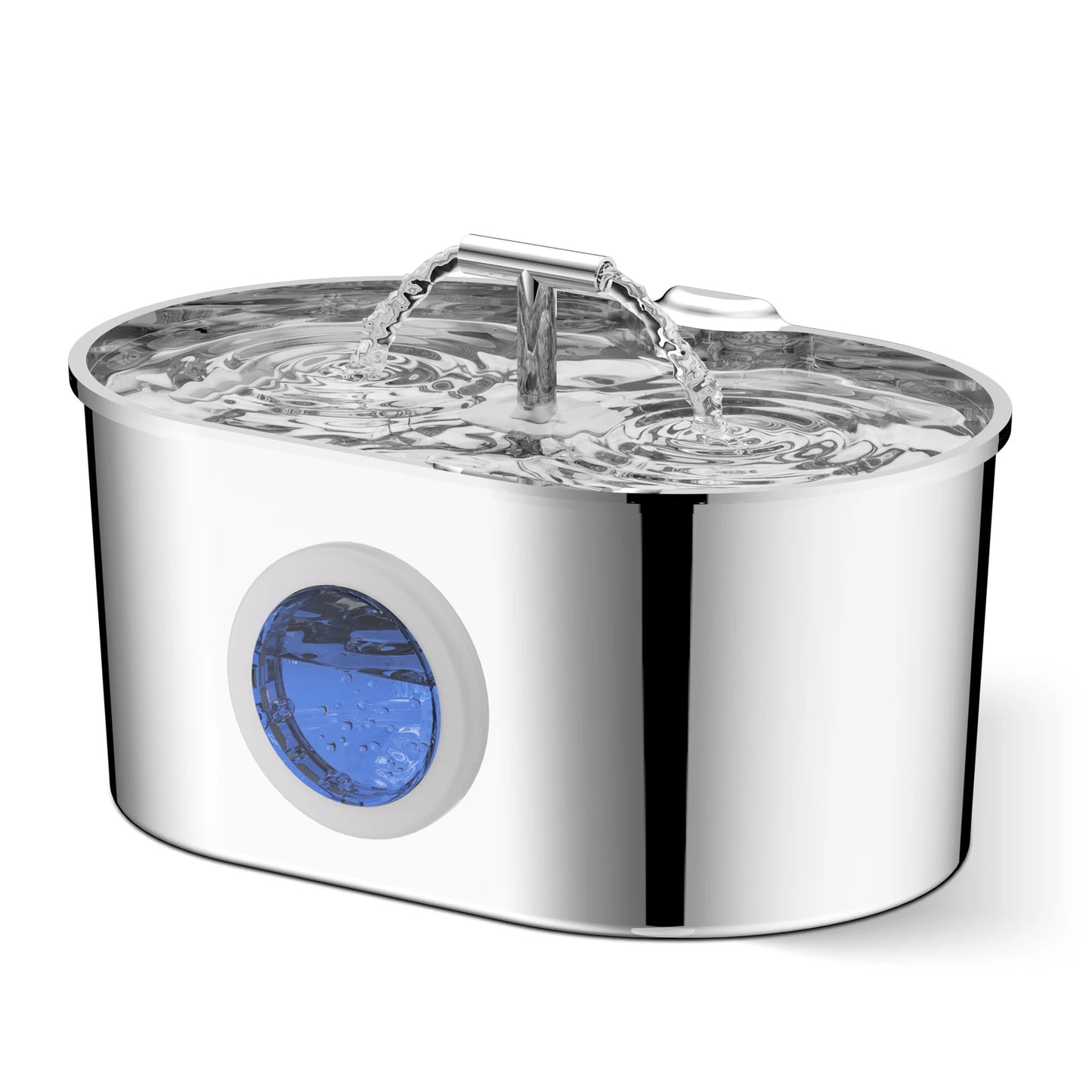 2.2L Dog Fountain Stainless Steel Automatic Pet Drinker with Filter Quiet Indoor Animal Watering Fountain