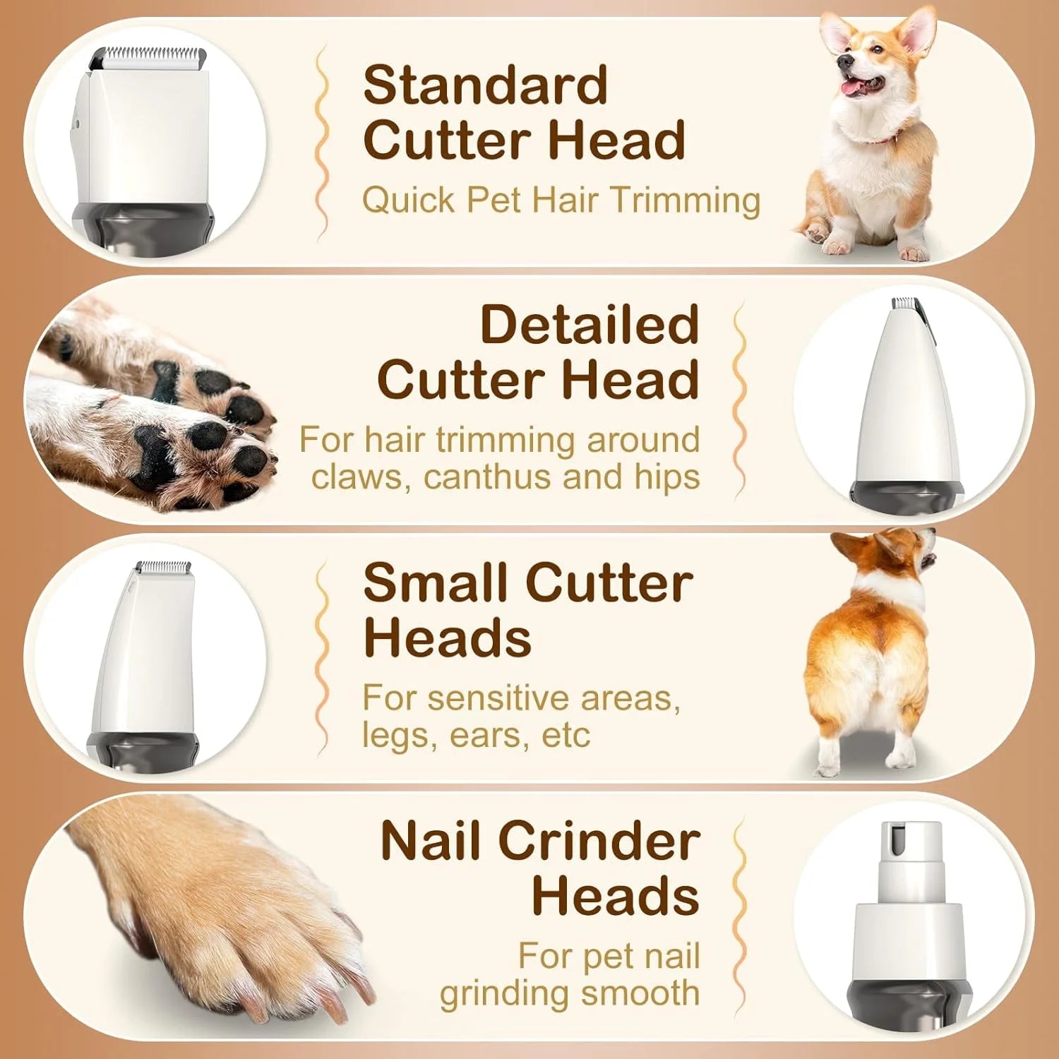 4 in 1 Dog Grooming Clippers Kit with LED Display,Waterproof Dog Clippers Cordless for Thick Hair,Low Noise Dog Hair Trimmer for Dogs Cats Animals