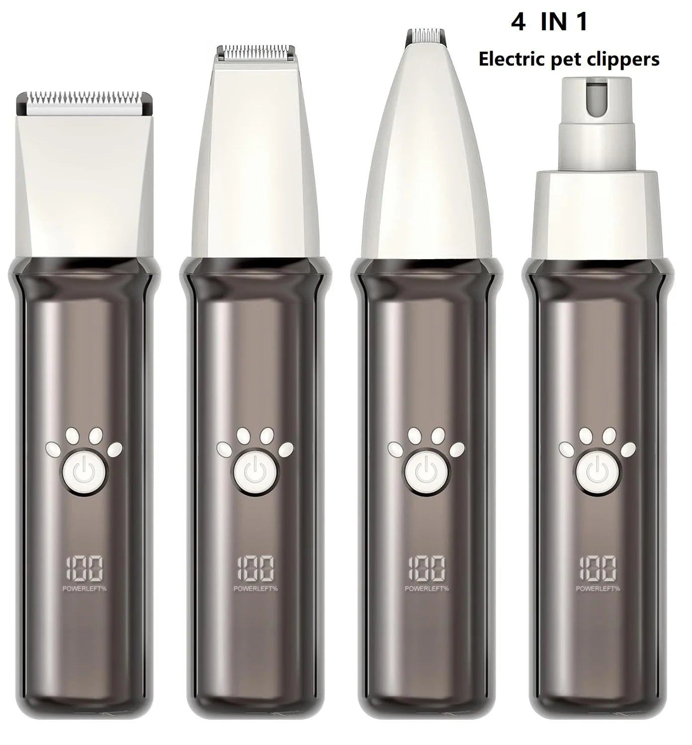 4 in 1 Dog Grooming Clippers Kit with LED Display,Waterproof Dog Clippers Cordless for Thick Hair,Low Noise Dog Hair Trimmer for Dogs Cats Animals