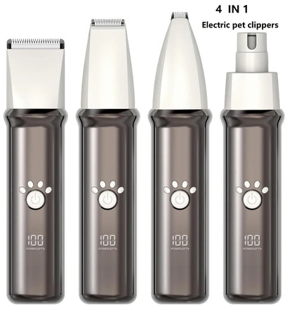 4 in 1 Dog Grooming Clippers Kit with LED Display,Waterproof Dog Clippers Cordless for Thick Hair,Low Noise Dog Hair Trimmer for Dogs Cats Animals